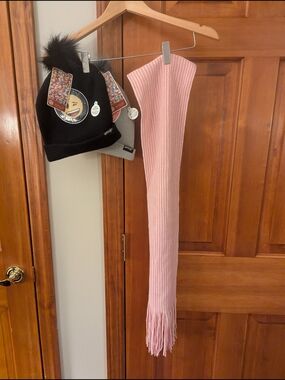 NWT GAP Pink Knit Scarf & Two Emoji Knit Pompom Hats